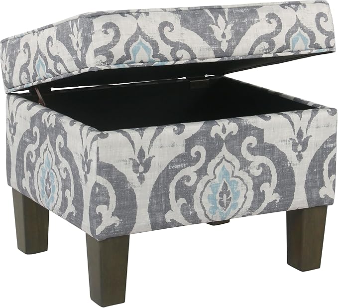 Spatial Order Home Decor | Dinah Collection Modern Storage Ottoman | Ottoman with Storage for Living Room & Bedroom(Blue Slate)