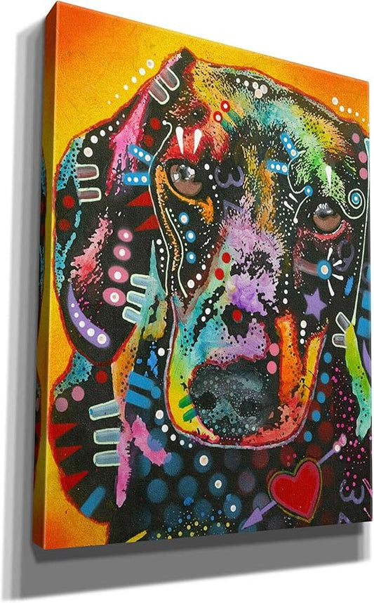 Epic Graffiti 'Brilliant Dachshund' by Dean Russo, Canvas Wall Art, 12"x16"