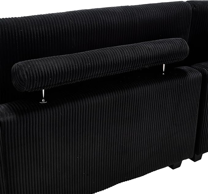Oversized Lounge Chaise Convertible Sleeper Sofabed, Corduroy Sleeper Daybed Indoor Recliner Chair Sofa Bed with Cupholders and Adjustable Headrests for Living Room Bedroom Reading Home Apartment