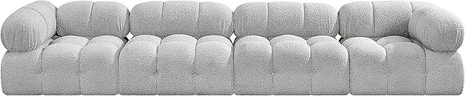 Meridian Furniture 611Grey-S136A Ames Collection Modern | Contemporary Modular Sofa with Rich Grey Boucle Fabric, Modular to Create Infinite Configurations, 136" W x 34" D x 28" H, Grey