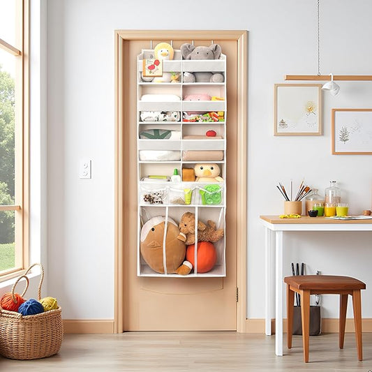 Extra Large Over The Door Organizer with Clear Pockets - 8 Compartments & XL Bottom Storage, Heavy-Duty Hanging Organizer for Bathroom, Bedroom, Closet (57 Inch Height).