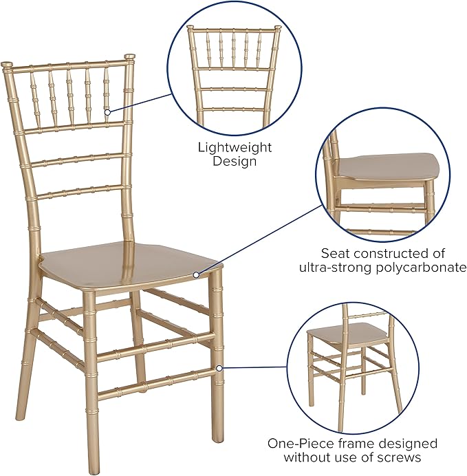 Flash Furniture HERCULES Series Gold Resin Stacking Chiavari Chair