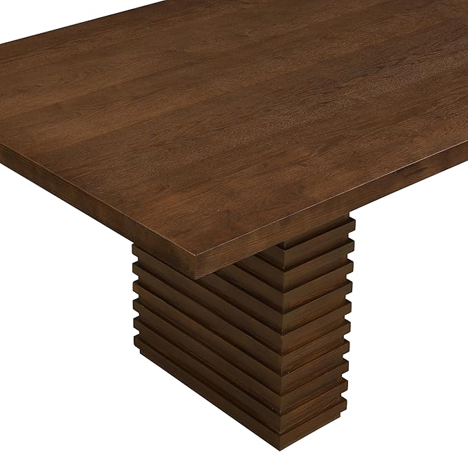 Christopher Knight Home Kaiya Modern Minimalist Wood Dining Table for 6-10 People, Rectangular Dining Room Table, Pedestal Kitchen Table, Ideal for Restaurant/Family Gatherings, Walnut Brown