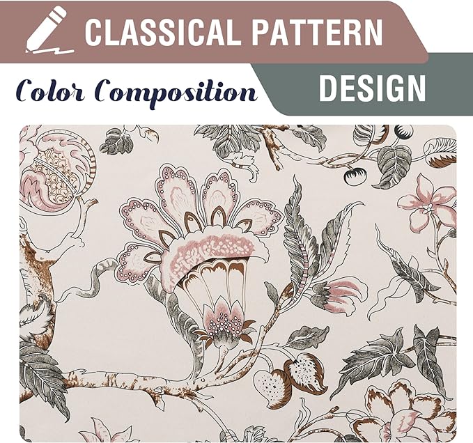 H.VERSAILTEX Blackout Curtains 108 Inch Length 2 Panels Set Floral Print Curtain Drapes for Living Room Thermal Insulated Grommet Window Curtains for Bedroom - Traditional Floral in Sage and Brown