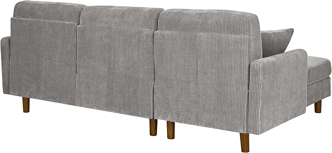 Eafurn L Shaped Modular Sectional Sofa with Left Chaise Lounge, 3 Seater Corner Sectional Couch Corduroy Upholstered Sofa Set w/Thickness Seat Cushions for Living Room Apartment | Wooden Frame, Removable Cushions, pocket spring, Easy Assembly