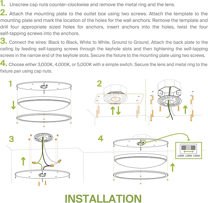 ASD LED 32" Oval Flush Mount Lighting, Close to Ceiling Light Fixture | 3CCT, Dimmable, Energy Star, ETL Listed | 45W 3750LM 3000-5000K 100-277V | Low Profile Double Ring Lamp | Black