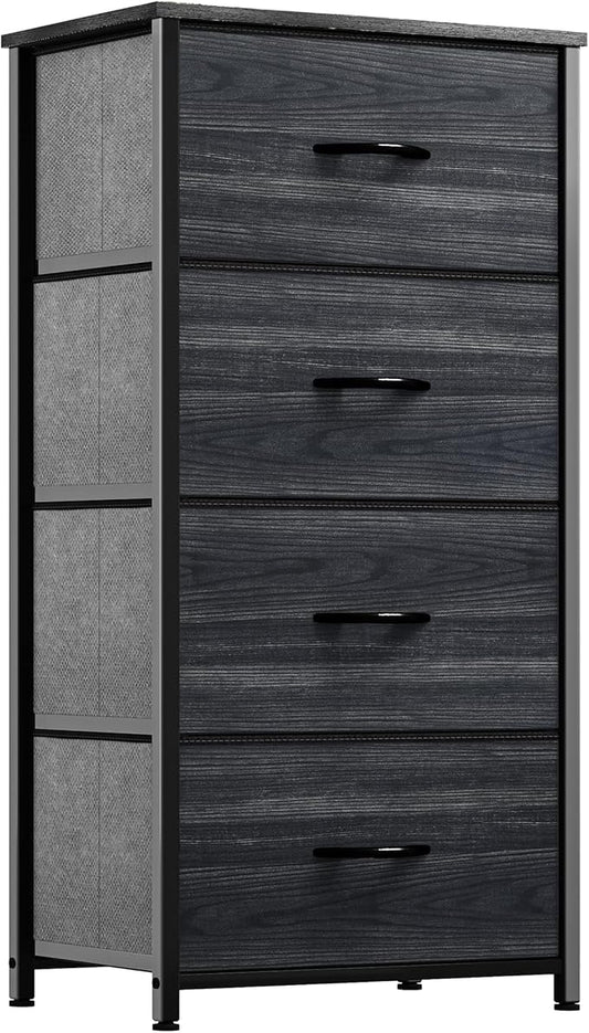 YITAHOME Dresser with 4 Drawers - Fabric Storage Tower, Organizer Unit for Hallway, Closets - Sturdy Steel Frame, Wooden Top & Easy Pull Fabric Bins