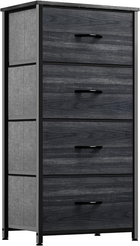 YITAHOME Dresser with 4 Drawers - Fabric Storage Tower, Organizer Unit for Bedroom, Hallway, Closets - Sturdy Steel Frame, Wooden Top & Easy Pull Fabric Bins