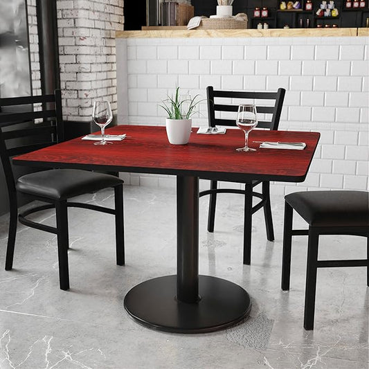 Flash Furniture Graniss 42'' Square Mahogany Laminate Table Top with 24'' Round Table Height Base