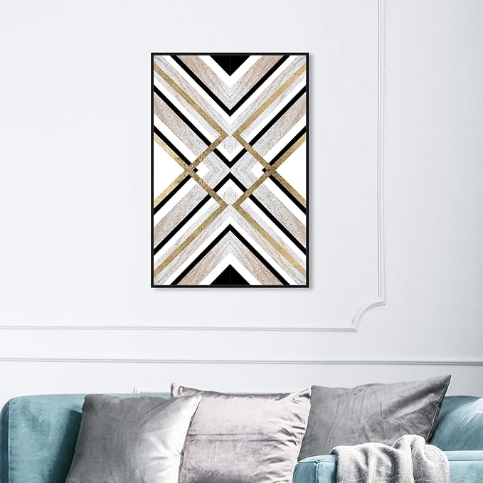 The Oliver Gal Artist Co. Abstract Framed Wall Art Canvas Prints 'Earthy Lux' Geometric Home Décor, 24" x 36", Brown, Gold