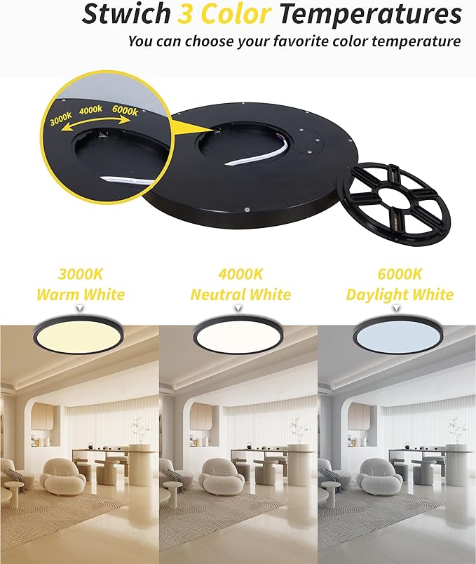 6pack 9 Inch Flush Mount Ceiling Light, 18w Led Ceiling Light, 3000k/4000k/6000k Selectable 1860lm Ceiling Light, Super Slim Led Light Fixture For Bedroom Kitchen Living Dining Room Office