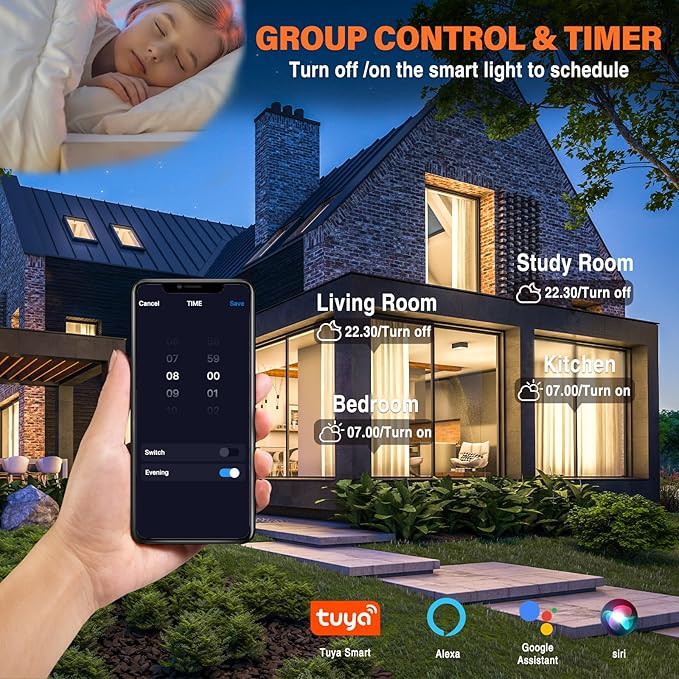 12Pack Smart RGB Recessed Lighting 4Inch,Ultra-Thin Canless LED Downlight,2.4GHz Wi-Fi Bluetooth, 2700K-6500K, 9W 810LM,Work with Tuya App,Alexa,Google Assistant,Sync Music