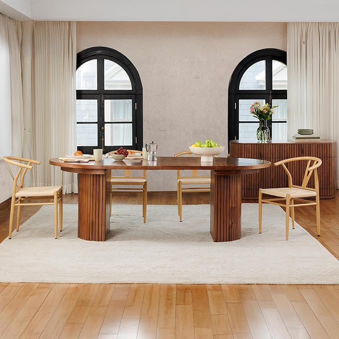 Transformer Table - Solid Wood Extendable Round Dining Table Set, Expandable Dining Table, Elegant and Functional Design, Perfect for Dining Room, Royal Brown (Table + Sideboard)
