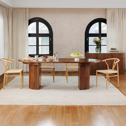 Transformer Table - Solid Wood Extendable Round Dining Table Set, Expandable Dining Table, Elegant and Functional Design, Perfect for Dining Room, Royal Brown (Table + Sideboard)