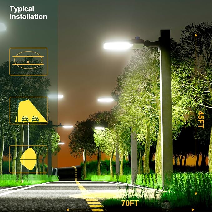 600W LED Parking Lot Lights 90000Lm(150LM/W) Arm Mount Pole Lights with Photocell Dusk to Dawn, 5000K 6KV SPD Outdoor Waterproof Street Light ETL Listed 7 Yrs Warranty- 2Pack