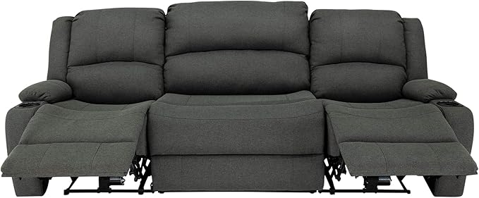 RecPro Charles Powered Double RV Wall Hugger Recliner Sofa | Loveseat | Furniture | Cloth (Fossil, 94")