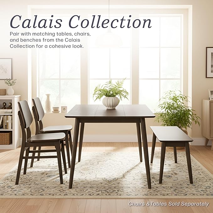 Alaterre Furniture Calais Dining – Mid Century Modern 59-Inch Rectangular Dining Table for 4 – Solid Wood Kitchen and Dining Room Table with Minimalist Design (Walnut Finish)