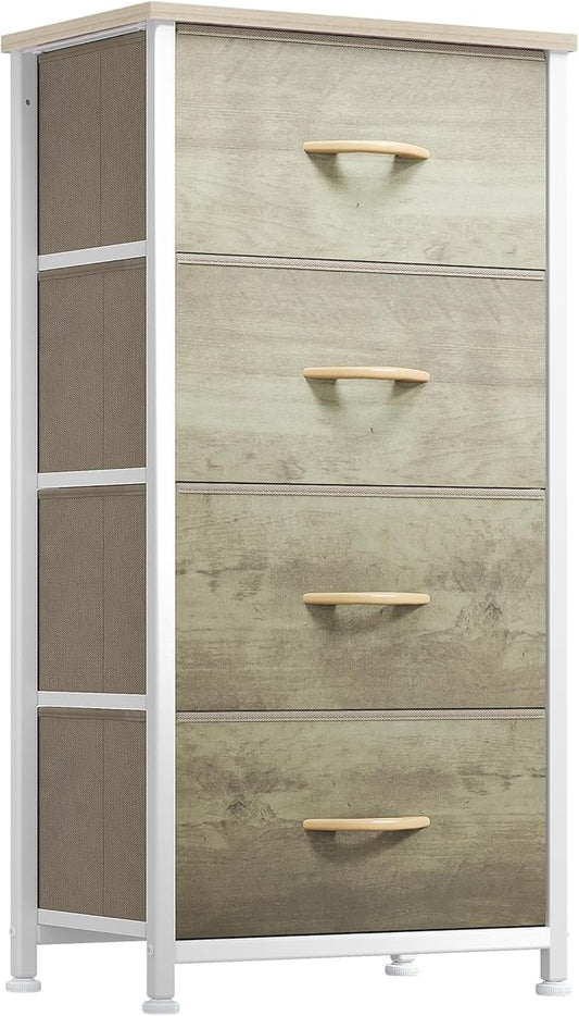 YITAHOME Dresser with 4 Drawers - Fabric Storage Tower, Organizer Unit for Bedroom, Hallway, Hallway, Closets - Sturdy Steel Frame, Wooden Top & Easy Pull Fabric Bins