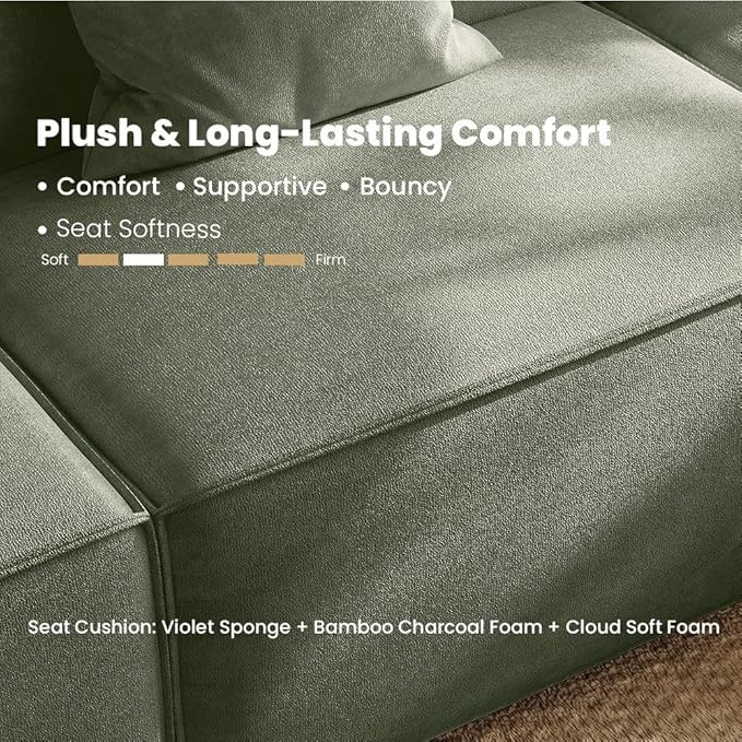 114.67'' Power Sofa for Living Room, Electric Recliner Sofa with Performance Fabric, Sofa with Pillows, Sectional Sofas with Recliners, Pet Friendly, Free Combination for Home, Green