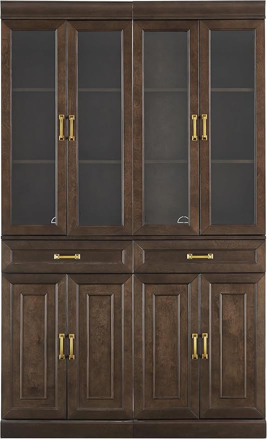 Crosley Furniture Stanton 2-Piece Glass Door Kitchen Storage Pantry Cabinet with Shelves Dining, Laundry Room, Coffee