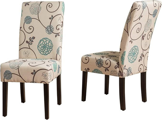 Christopher Knight Home Pertica Fabric Dining Chairs, 2-Pcs Set, Polyester White And Blue Floral