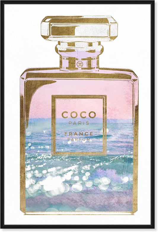 The Oliver Gal Artist Co. Fashion and Glam Wall Art Canvas Prints Blush Ocean Spray Perfume Home Décor, 36" x 54", Black Floating Frame