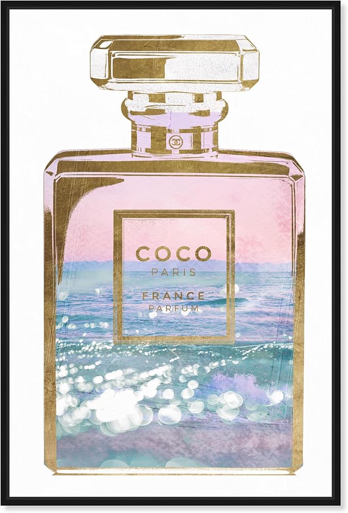 The Oliver Gal Artist Co. Fashion and Glam Wall Art Canvas Prints Blush Ocean Spray Perfume Home Décor, 30" x 45", Black Floating Frame