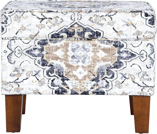 Spatial Order Home Decor | Dinah Collection Modern Storage Ottoman | Ottoman with Storage for Living Room & Bedroom(Antiqued Ebony Cream)