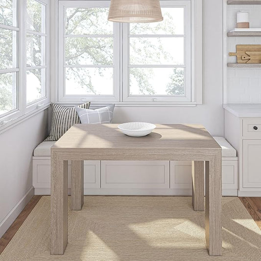 Plank+Beam 48 Inch Dining Table, Solid Wood 48 Inch Table Kitchen Table, Rectangular Dinner Table for Dining Room, Home Office, Living Room Furniture, Easy Assembly, Seashell Wirebrush