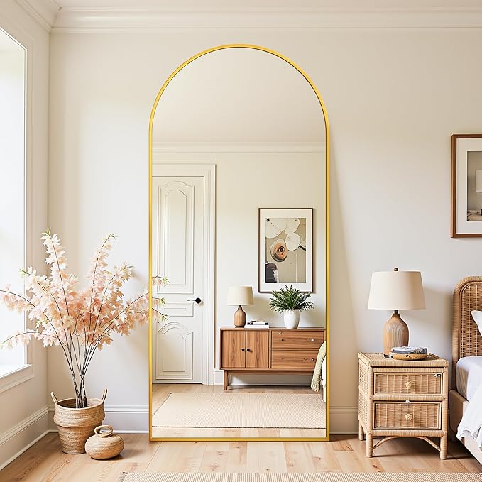 Floor Mirror, 76"×34" Full Length Mirror with Stand for Bedroom Living Room, Gold