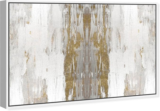 The Oliver Gal Artist Co. Abstract Framed Wall Art Canvas Prints 'Sensation Paint Home Décor, 54" x 36", Gold, White