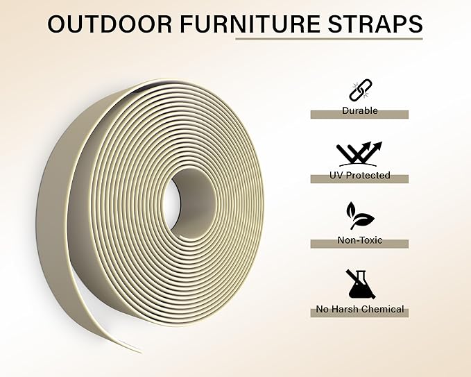 1.5" Vinyl Straps for Patio Chairs Repair Kit Lounge Strapping Outdoor Patio Furniture Repair 20' Matte Finish (Driftwood) + 20 Rivets