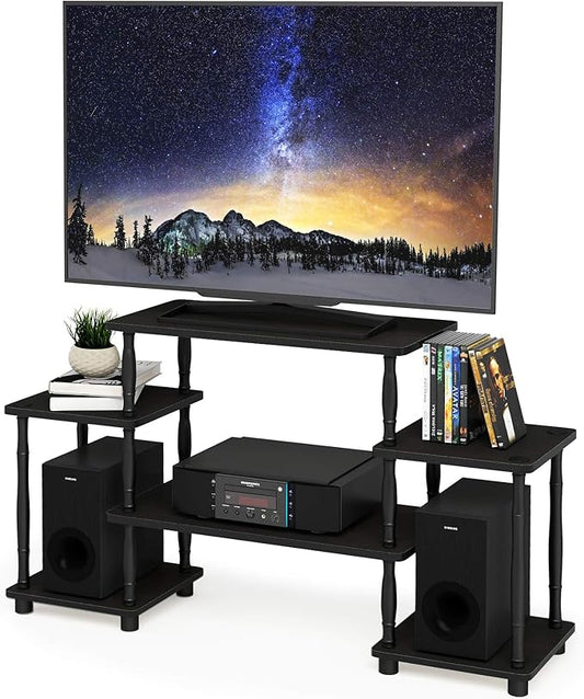 Furinno Turn-N-Tube No Tools Entertainment Center, Classic Square Corner, Espresso/Black
