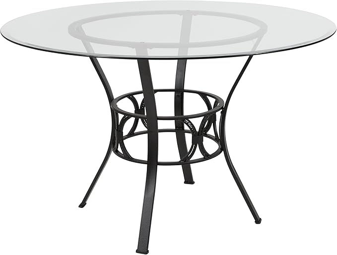 Flash Furniture Carlisle 48'' Round Glass Dining Table with Black Metal Frame