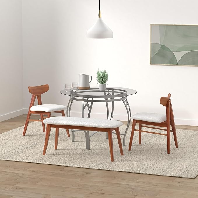 Flash Furniture Syracuse 42'' Round Glass Dining Table with Silver Metal Frame