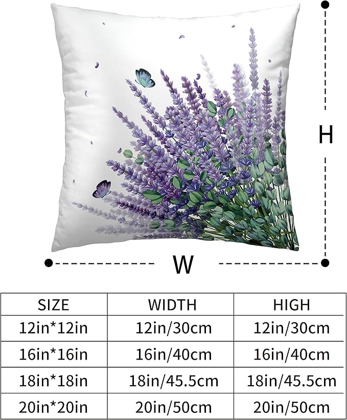 Purple Floral Pillow Covers Set of 2 Lavender Decorative Throw Pillow Covers 16x16 Spring Summer Farmhouse Square Pillowcases for Outdoor Living Room Garden Sofa
