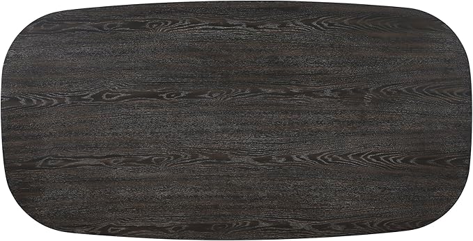 Lexicon 78 Inch Dining Table for 4-6 People, Rectangular with Textured Wood Grain Surface, Modern Ebony Finish Oak Veneer Kitchen Table for Dining Room/Kitchen, Ebony