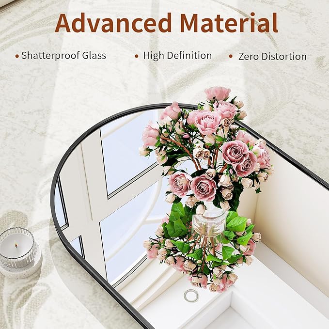 71"x25" Arched Mirror Full Length, Standing Floor Mirror, Wall Mounted Mirror with Aluminum Frame - for Standing, Leaning or Hanging, for Living Room Dressing Room, Silver
