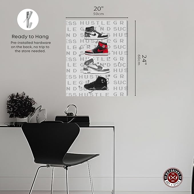Hype Sneakers Gallery Wrapped Sneaker 1 Piece Canvas Wall Art, 20" x 24", Gallery Wrapped