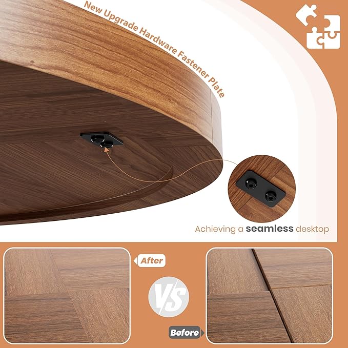 IDEALHOUSE 47" Round Dining Table, Kitchen Table for 4-6 People, Circle Tables with Sturdy Pedestal Base, Space Saving Dinning Room Furniture for Living Room, Kitchen, Brown