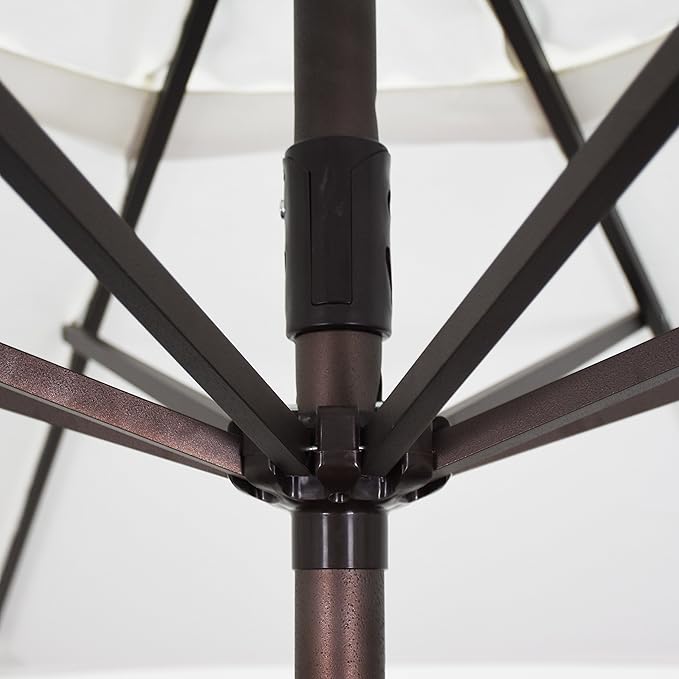 California Umbrella 12-Year Protection 9-Ft Outdoor Patio Umbrella, Sunbrella Fade-Resistant Acrylic Fabric, Auto Tilt and Crank, Heavy-Duty Aluminum Frame/Reinforced Ribs, Bronze Pole, Henna