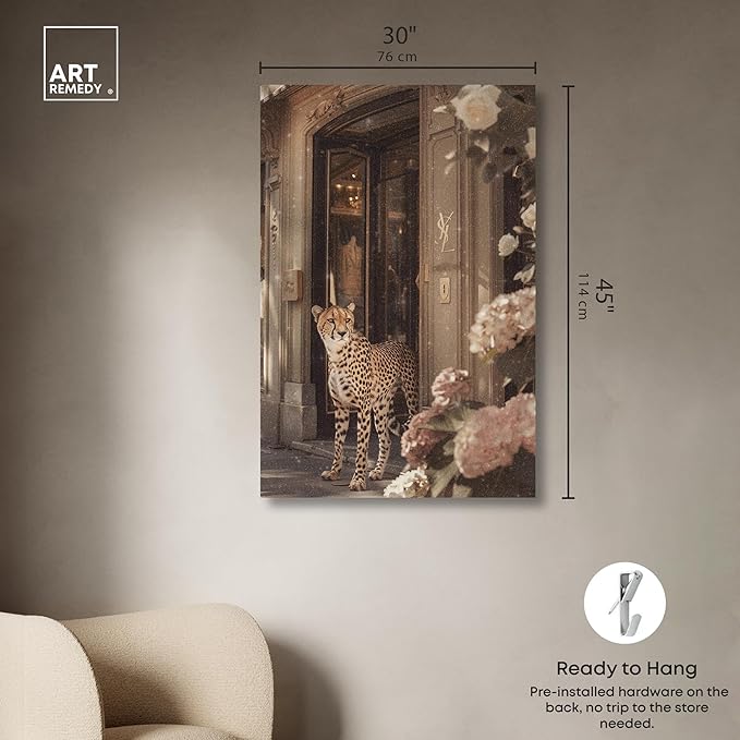 Art Remedy Cheetah at the Store Canvas Fashion Designer Wall Art, Gallery Wrapped, 30" x 45"