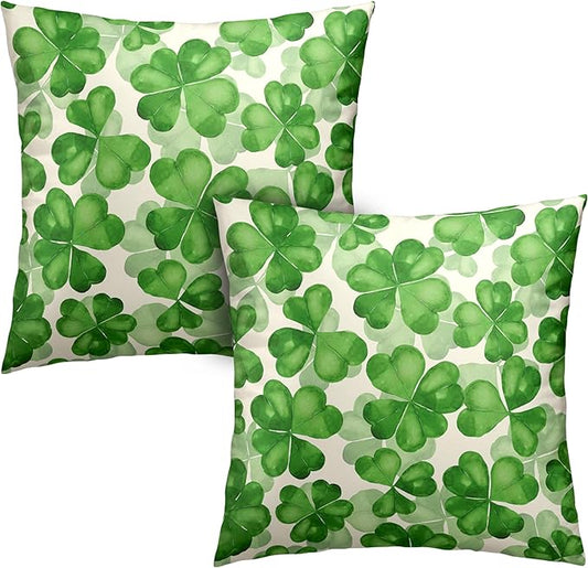 Saint Patricks Day Pillow Covers 22x22 Green Clover Pillow Case Set of 2 Lucky Charm Throw Pillow Covers St Patricks Cotton Blend Cushion Case for Living Room Sofa Couch