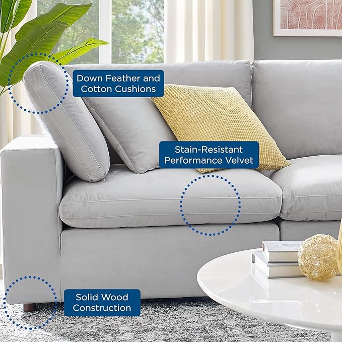 Modway Commix Down-Filled Overstuffed Performance Velvet Loveseat