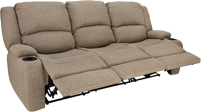 RecPro Charles Powered Double Recliner Sofa & Loveseat | Wall Hugger RV Furniture - Cloth Oatmeal 80''
