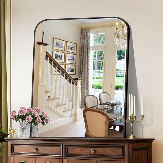 Bathroom Mirror, 30x36 inch Black Rectangle Wall Mounted Mirror with Thin Frame, Bathroom Vanity Mirrors for Over Sink, Entryway, Living Room, Bedroom