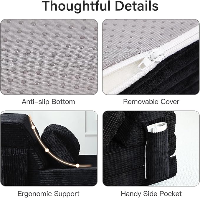 Folding Sofa Bed with Pillow, Convertible Sleeper Chair, Comfy Floor Futon Couch Mattress Lounge Sofa for Adults Portable Fold Out Chair Bed for Living Room Bedroom, Single, Black