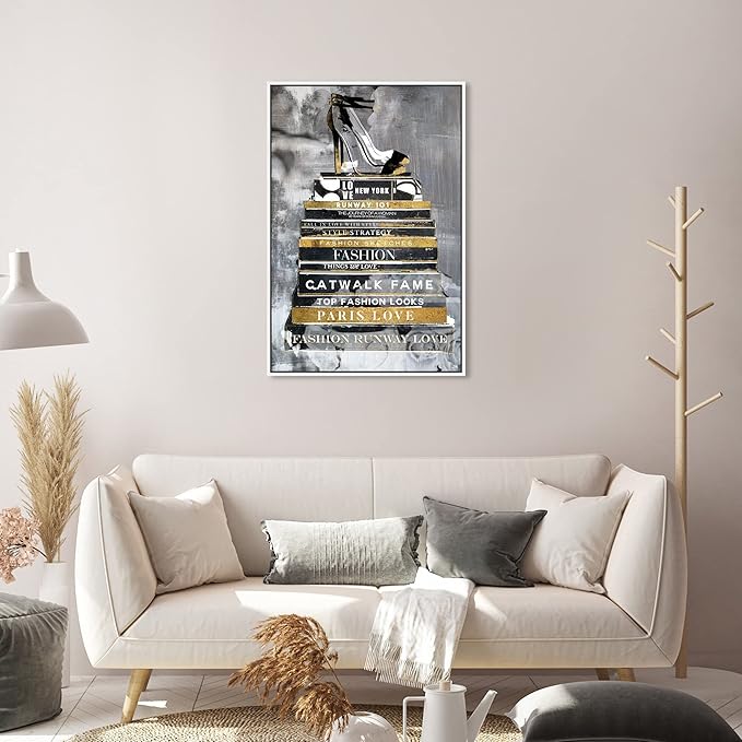 The Oliver Gal Artist Co. Fashion and Glam Wall Art Framed Canvas Prints 'Fashion Thoughts Noir Classic' Shoes