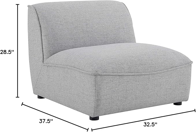 Modway Comprise Fabric Upholstered Sectional, Armless Chair, Light Gray