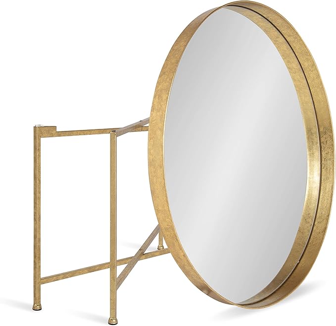 Kate and Laurel Celia Metal Foldable Round Accent Coffee Table, 28.25" x 28.25" x 19", Mirrored Surface and Gold Frame, Modern Minimalist Design and Detachable Magnetic Tabletop